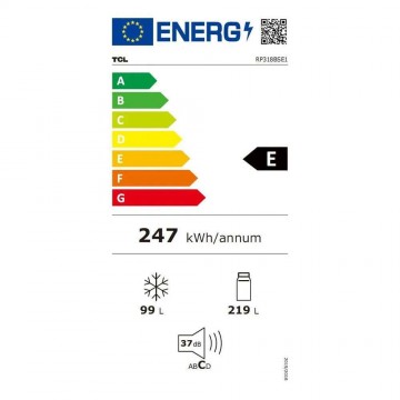 TCL RP318BSE1 Ψυγειοκαταψύκτης Total NoFrost Υ185xΠ59.5xΒ63εκ. Γκρι